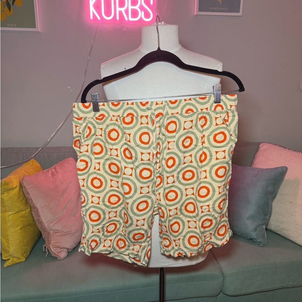 Vibrant Orange Patterned Women's Shorts